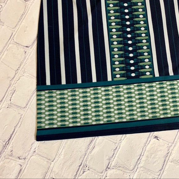 Polkadot Blue Green Mod Shift Dress 3/4 Sleeve - Picture 5 of 11